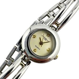 LA Express Silver Tone Gold Tone Accent Minimalist Modern 6.75" Ladies Watch